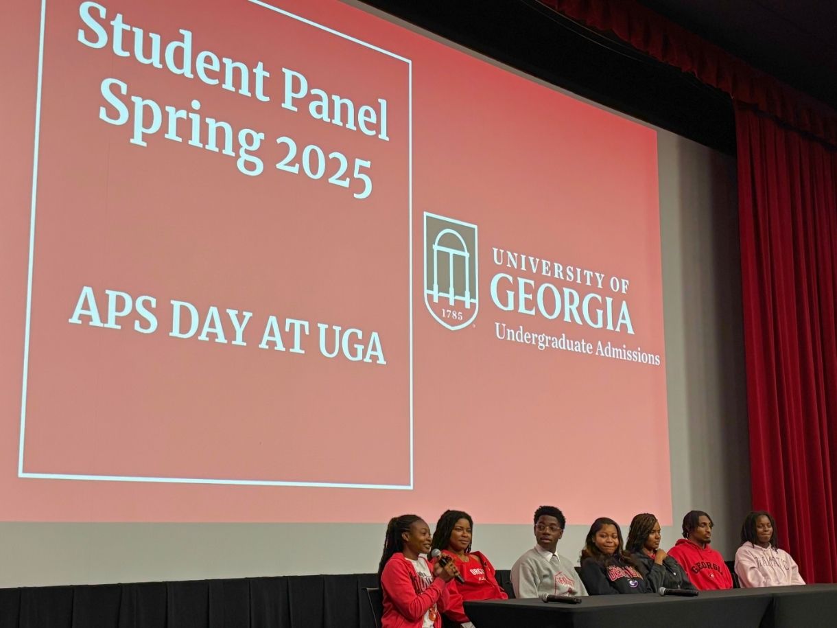 Achieve Atlanta scholars speak on a panel during Atlanta Public Schools Day at UGA.