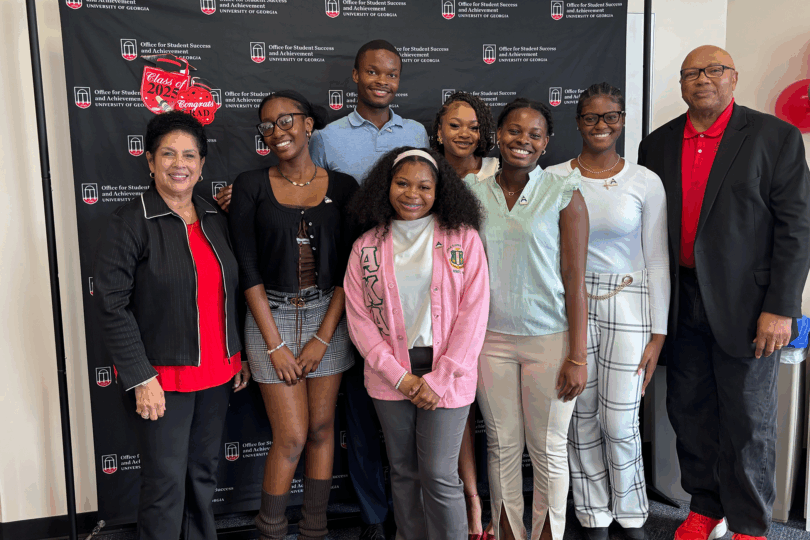 Achieve Atlanta partners and graduating seniors pose for a photo during the Senior Send-off event.