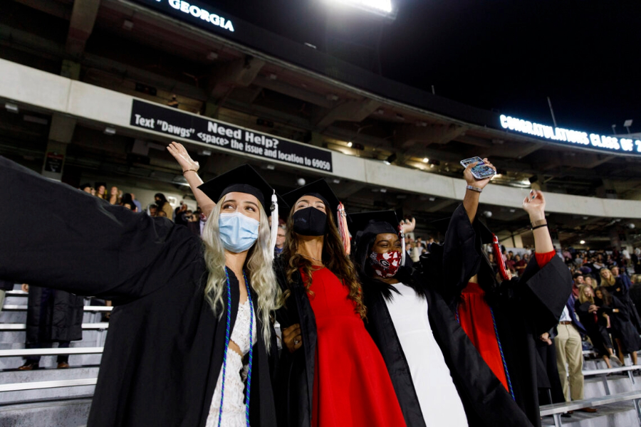 UGA student graduation in Sanford Stadium