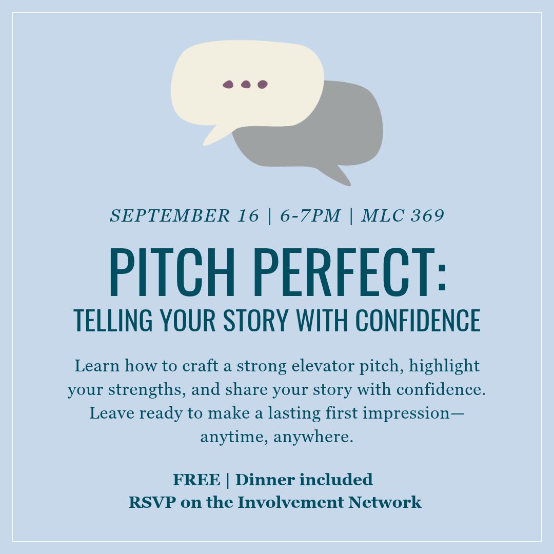 Graphic with the text: Pitch Perfect, telling your story with confidence