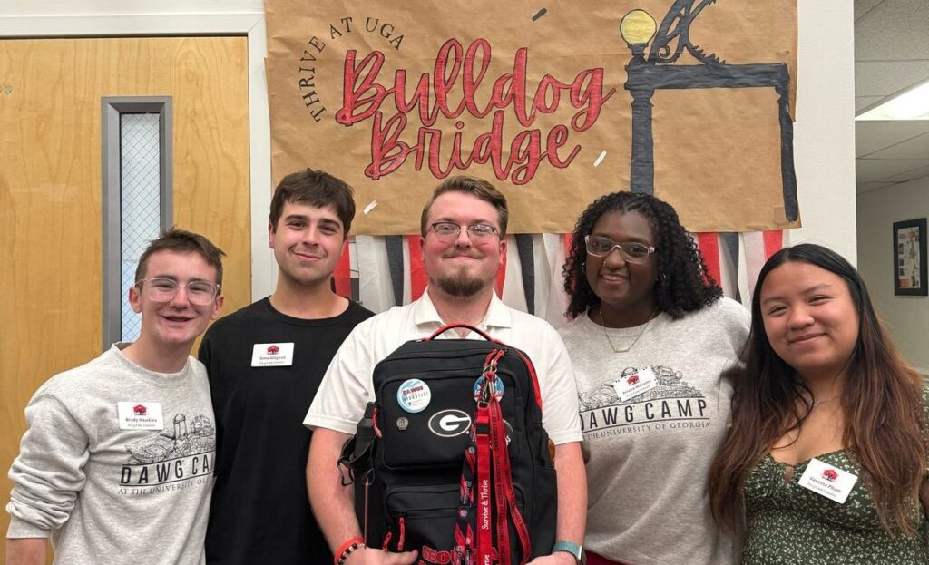 Travis Swain poses with other UGA students during Dawg Camp Thrive