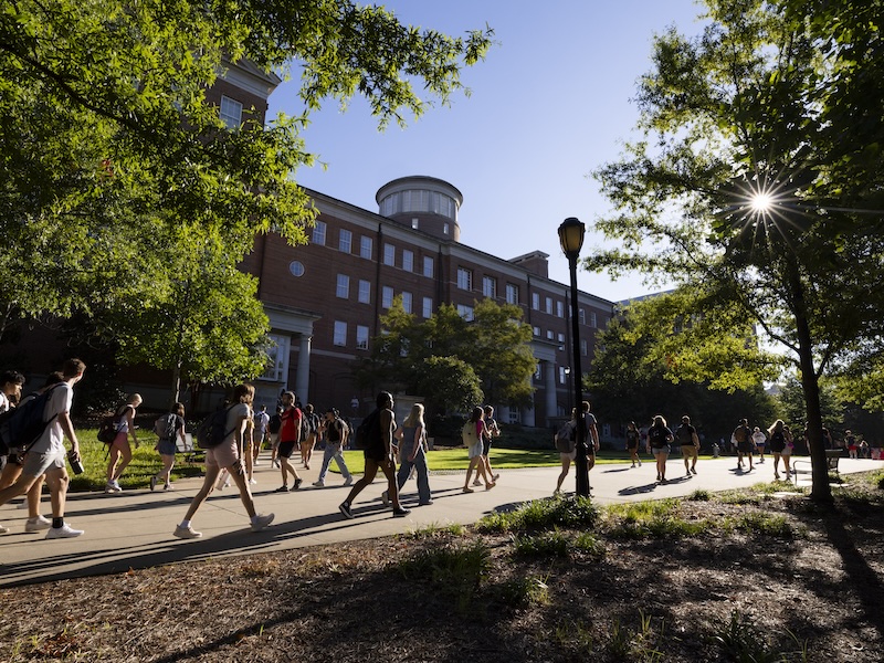 Students walking outside of Miller Learning Center